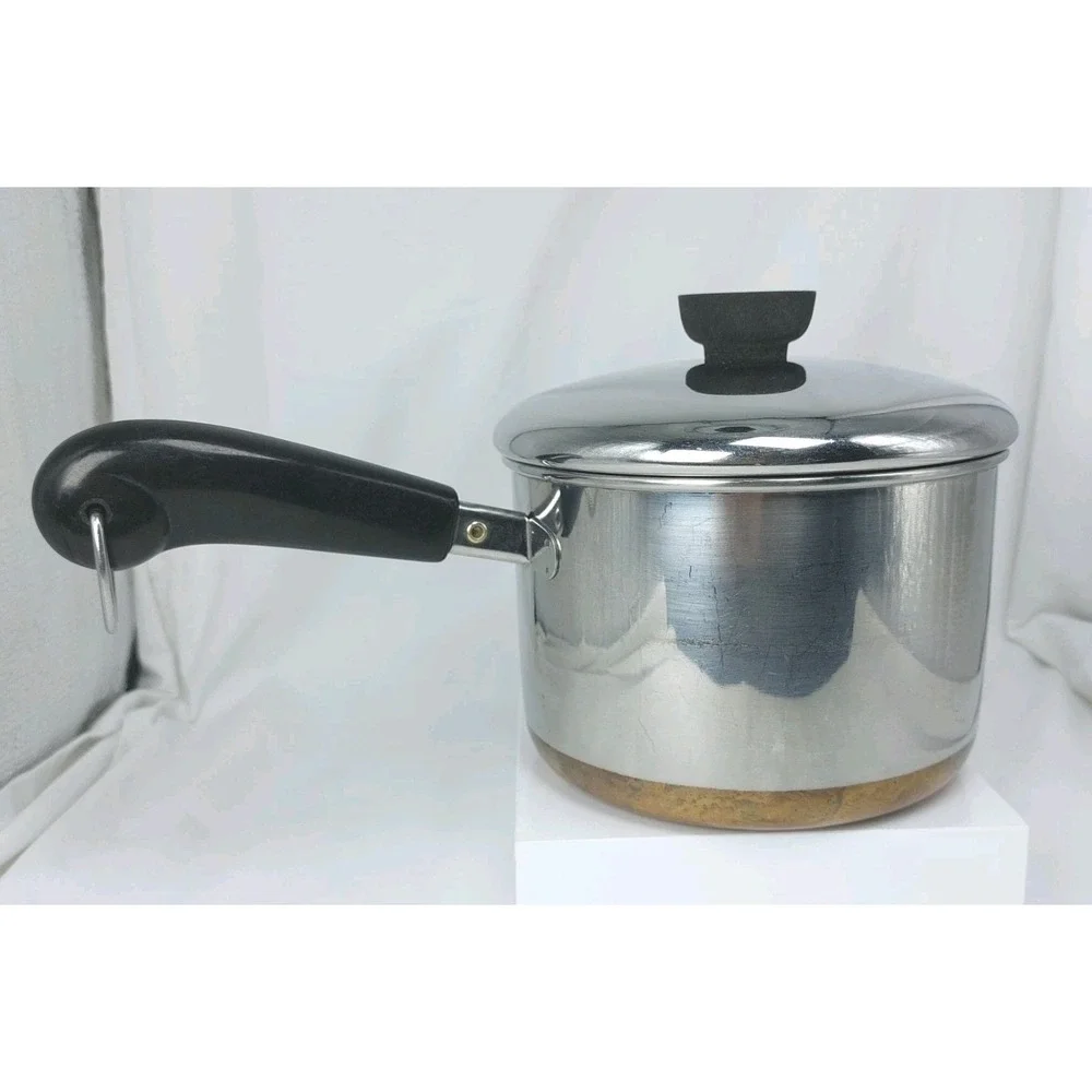 Vintage Revere Ware 2 Qt Sauce Pan Pot W/Lid 1801 Copper Clad Bottom USA